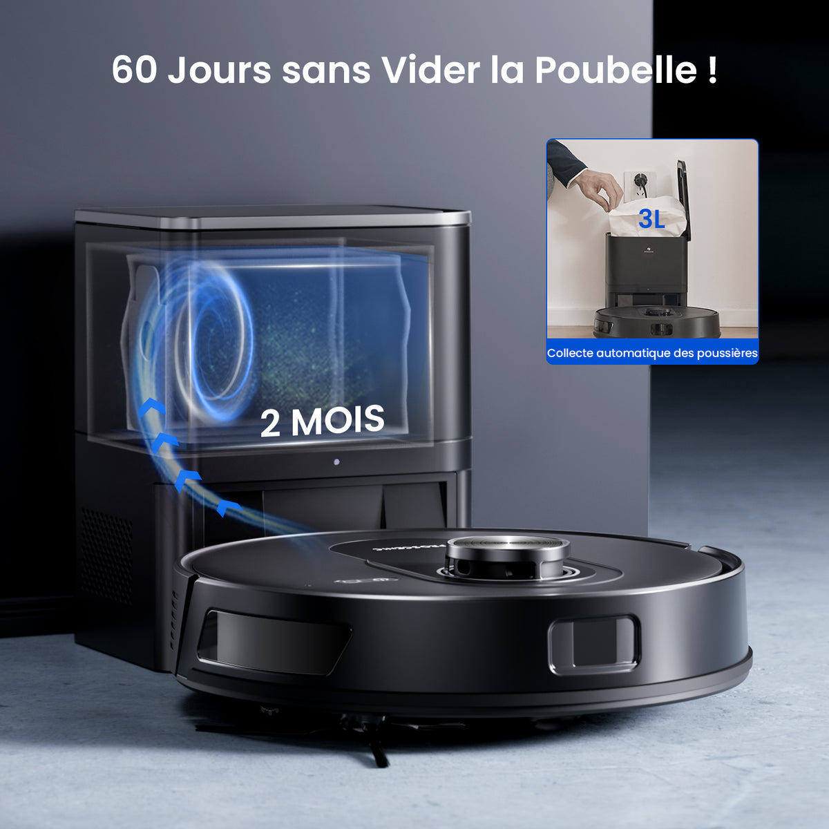 Aspirateur Robot avec Vidage Automatique - Proscenic Q8 Max+ 8000Pa