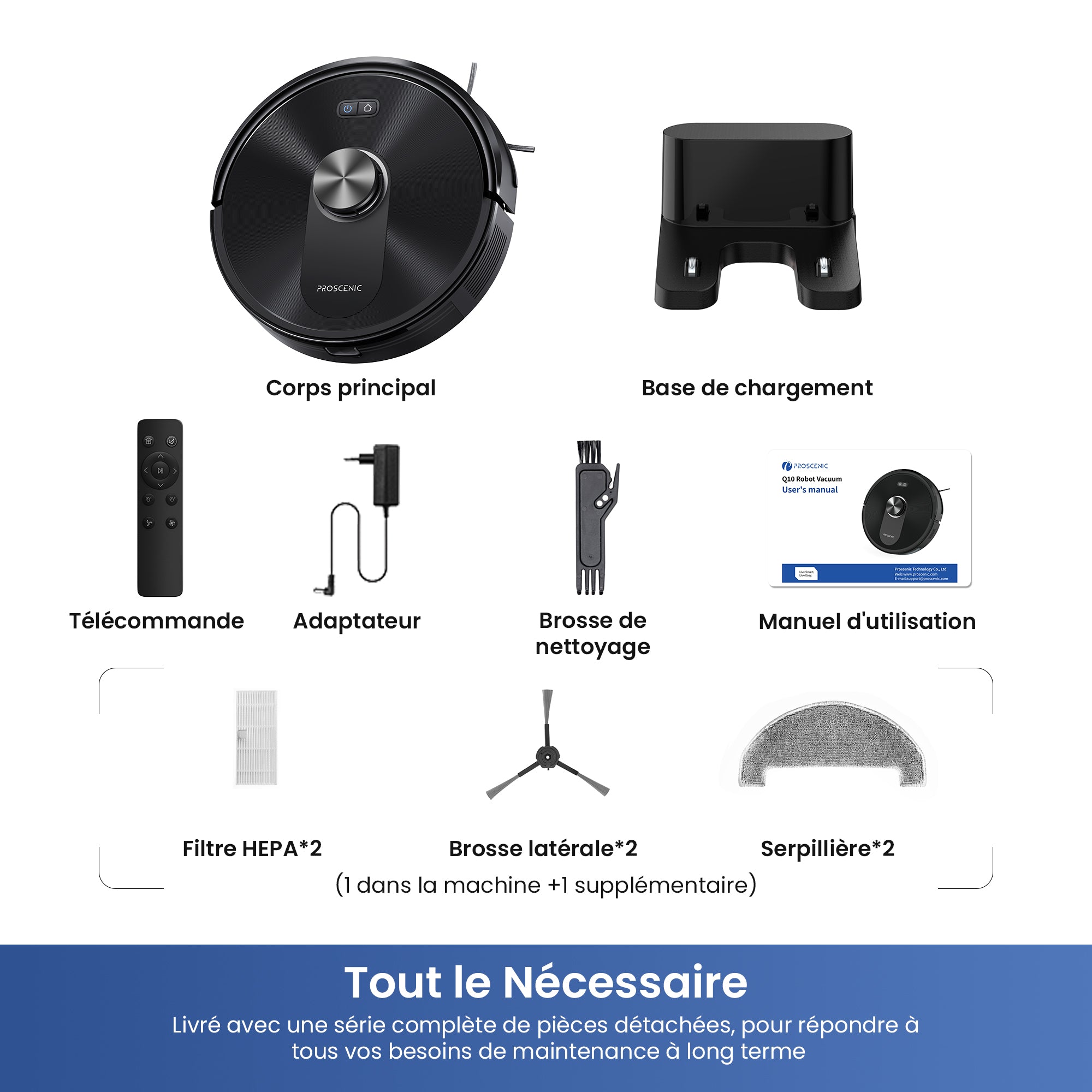 Proscenic Q10 Aspirateur Laveur	Version Améliorée