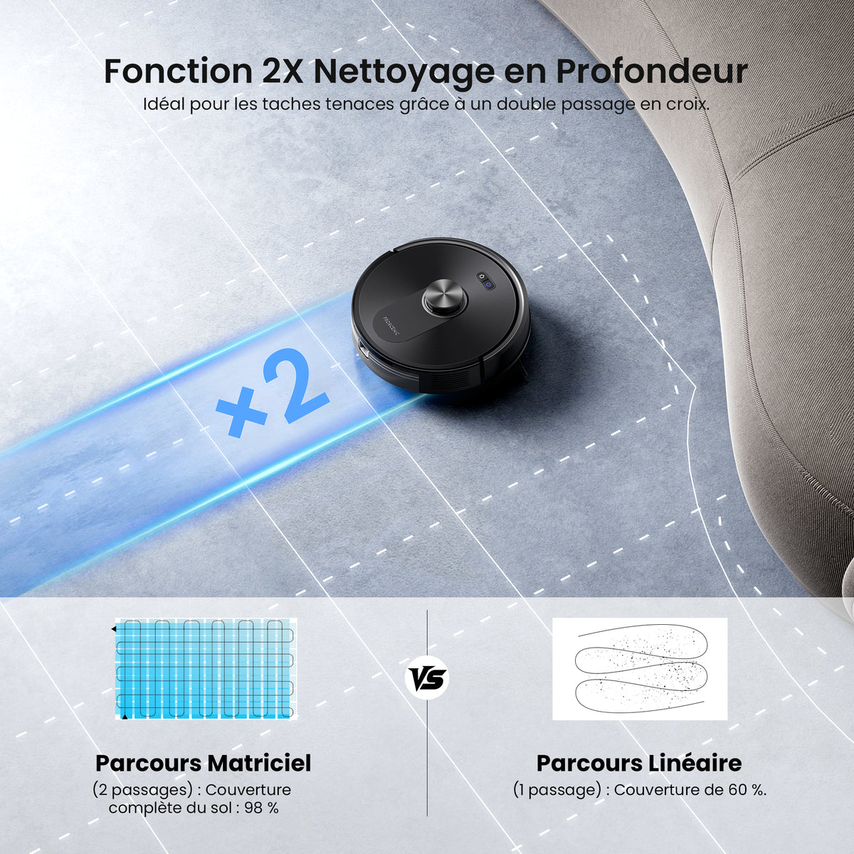 Proscenic Q10 Aspirateur Laveur	Version Améliorée